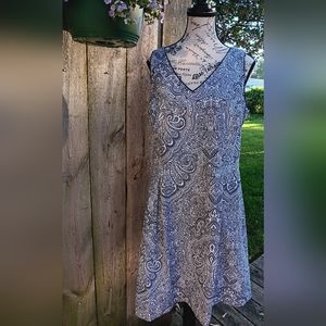 Womens Tommy Hilfiger Navy Blue and White Paisley Print Sleeveless Dress Size 14